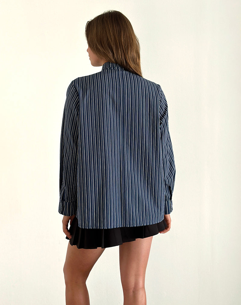 Image of Turner Shirt in Dark Blue Indigo Stripe