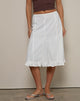 Image of Tausi Pleated Midi Skirt in Off White Linen