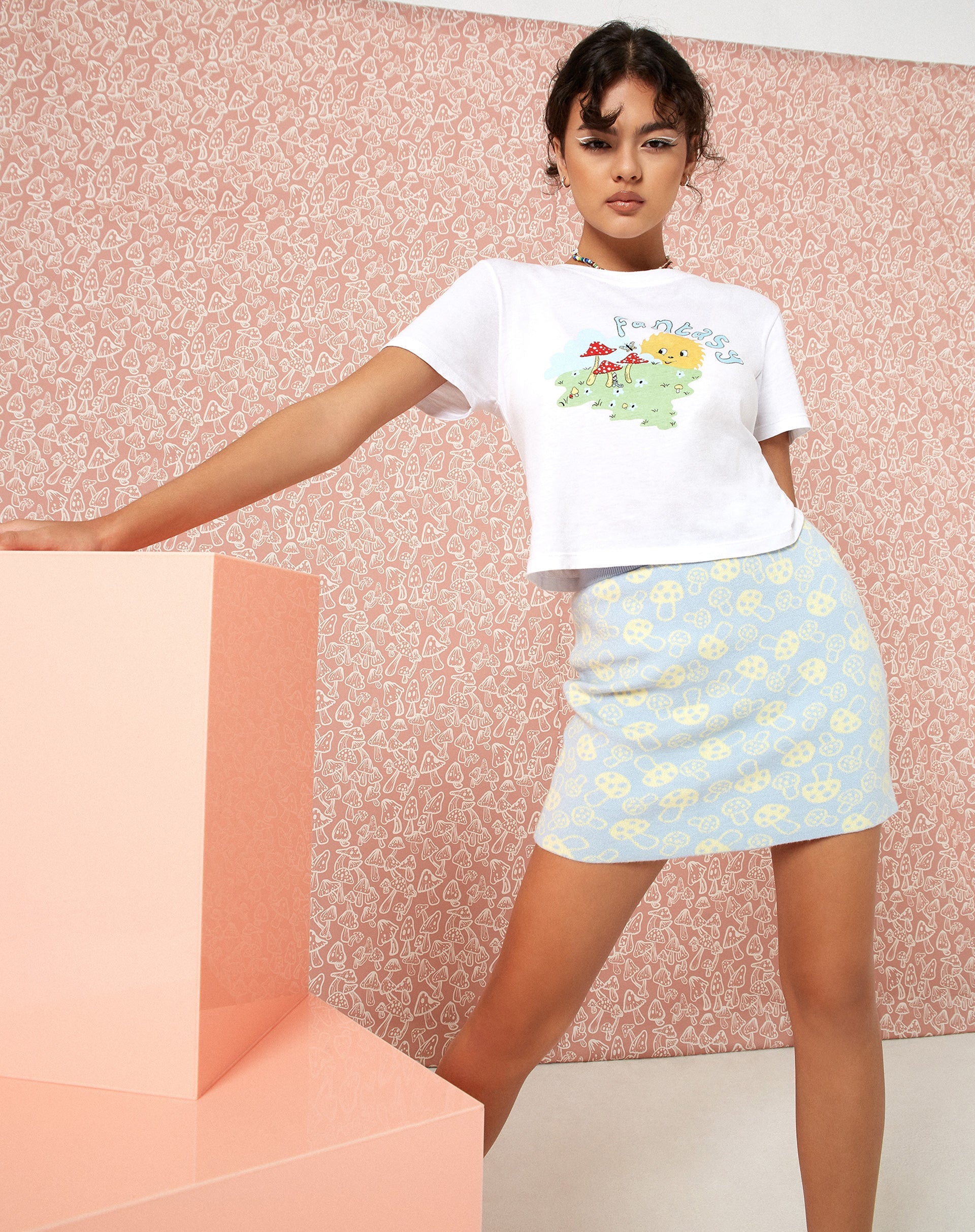 Image of Riani Mini Skirt in Baby Shroom Blue and Yellow