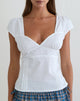 Image of Uliva Cap Sleeve Corset Top in Poplin White