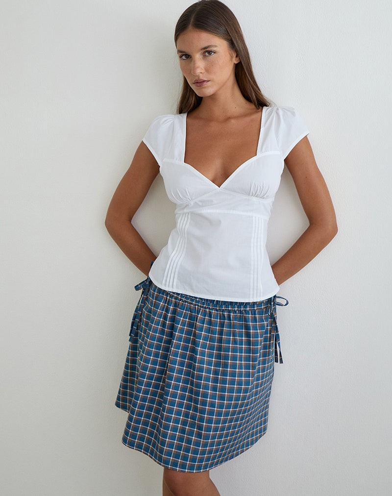 Image of Uliva Cap Sleeve Corset Top in Poplin White