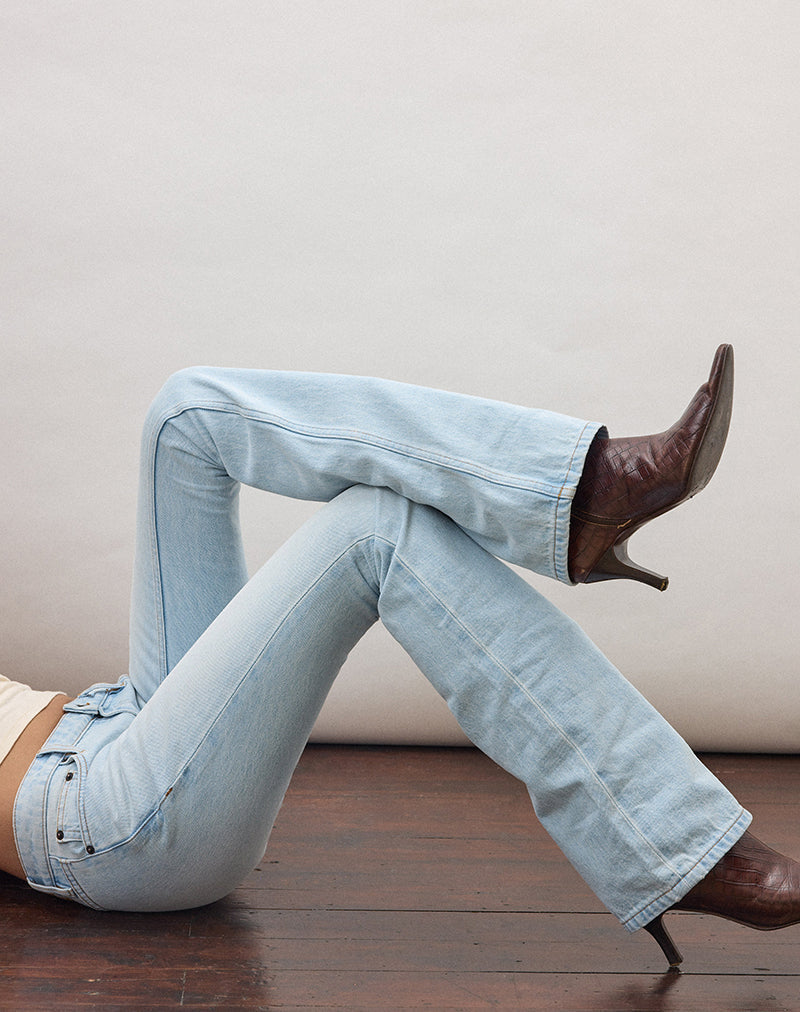 Image of Ultra Low Rise Flare Jean in Sky Blue