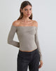Image of Ursuly Long Sleeve Bardot Top in Moon Rock