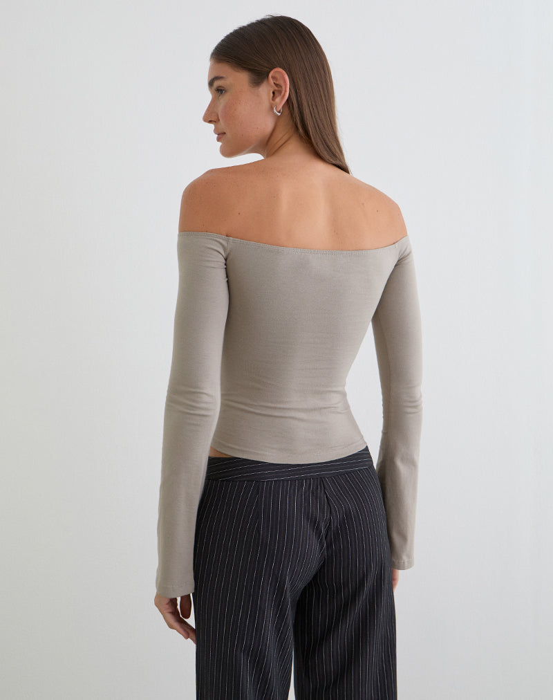 Image of Ursuly Long Sleeve Bardot Top in Moon Rock