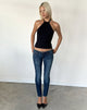 Image of Ultra Low Rise Stretch Skinny Jeans in Dark Rinse Blue