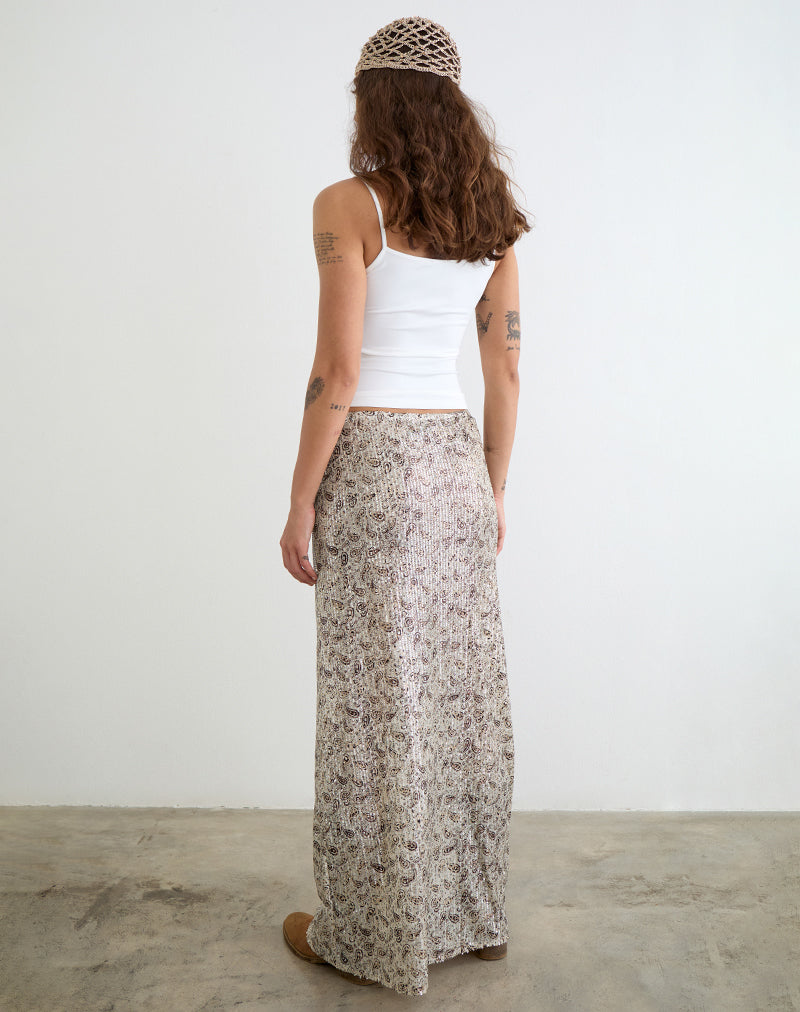 Image of Vanessa Maxi Skirt in Paisley Sequin Gold