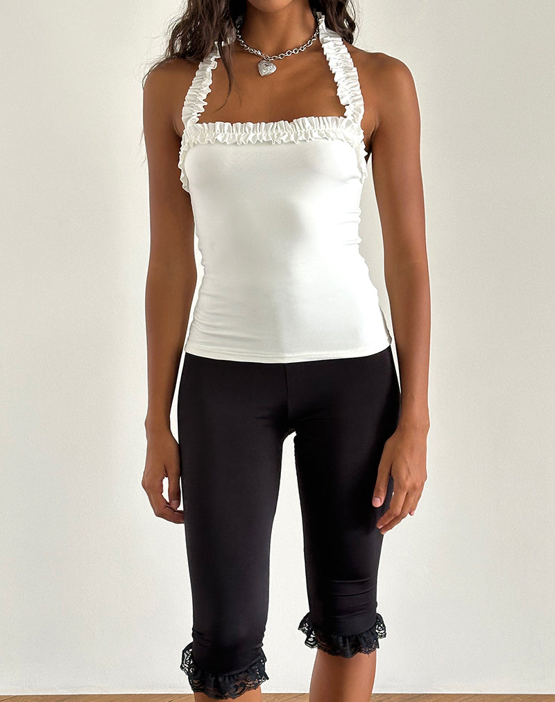 Image of Veda Ruched Halterneck Top in Slinky White