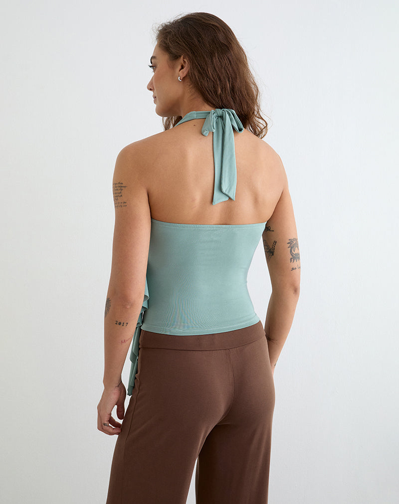 Image of Velaris Wrap Top in Aqua Grey