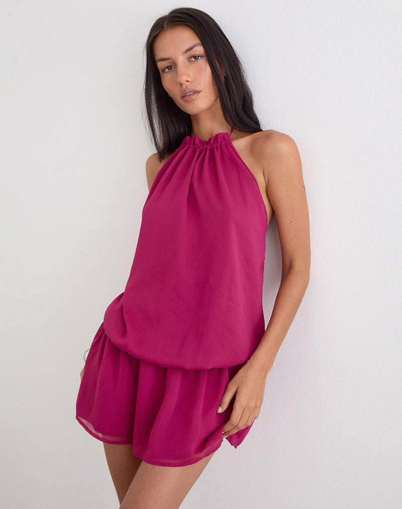 Image of Veloria Mini Dress in Dark Rose