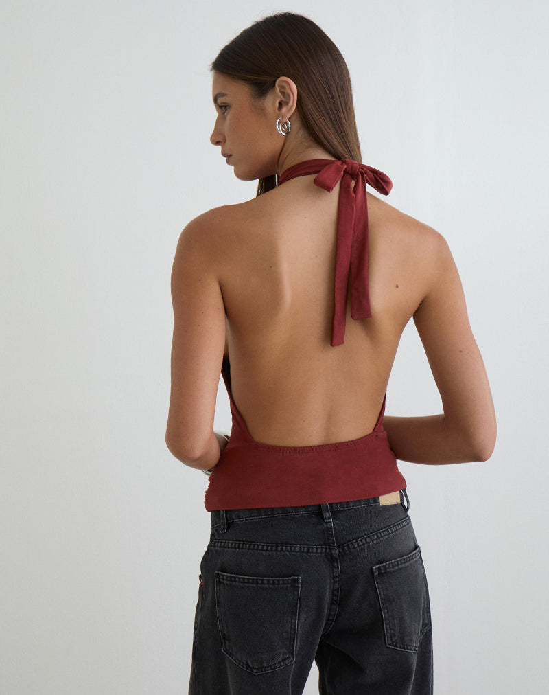 Verbina Keyhole Top aus Jersey in gebranntem Ziegelrot