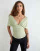 Image of Vernia Plunge Batwing Top in Cupro Pistachio