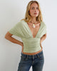 Image of Vernia Plunge Batwing Top in Cupro Pistachio