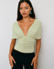 Image of Vernia Plunge Batwing Top in Cupro Pistachio