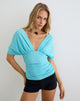 Image of Vernia Plunge Batwing Top in Cupro Aqua