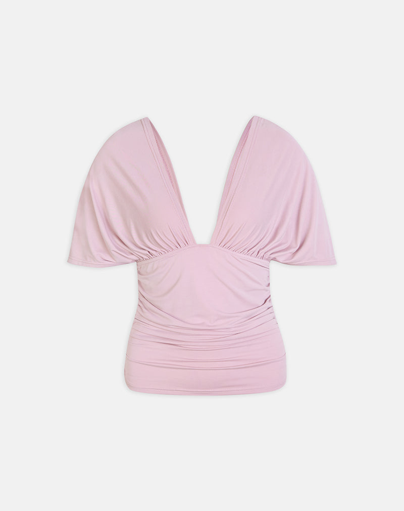 Image of Vernia Plunge Batwing Top in Cupro Pink