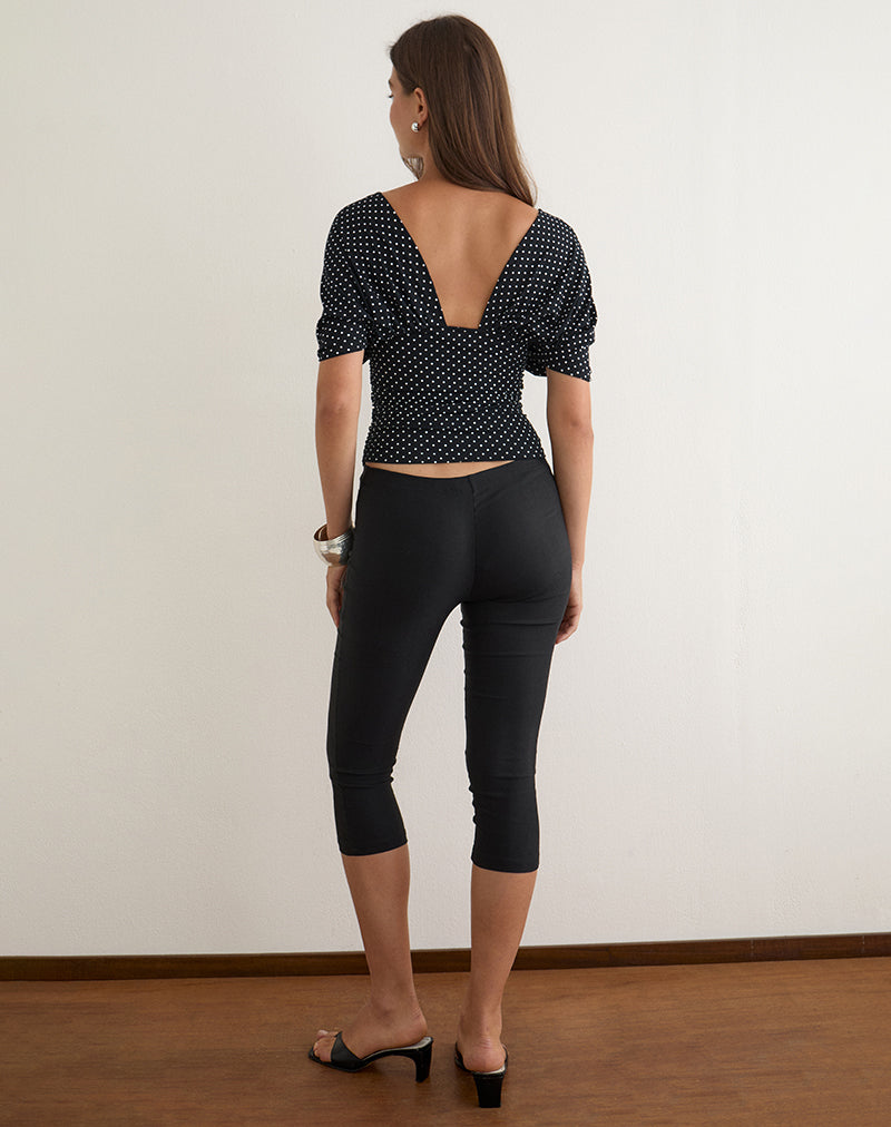 Image of Vernia Plunge Batwing Top in Jersey Micro Polka Black
