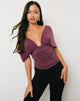 Image of Vernia Plunge Batwing Top in Cupro Dark Plum
