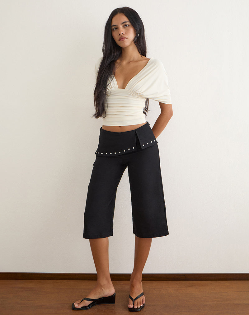 Image of Oren Capri Trousers in Black with Studs