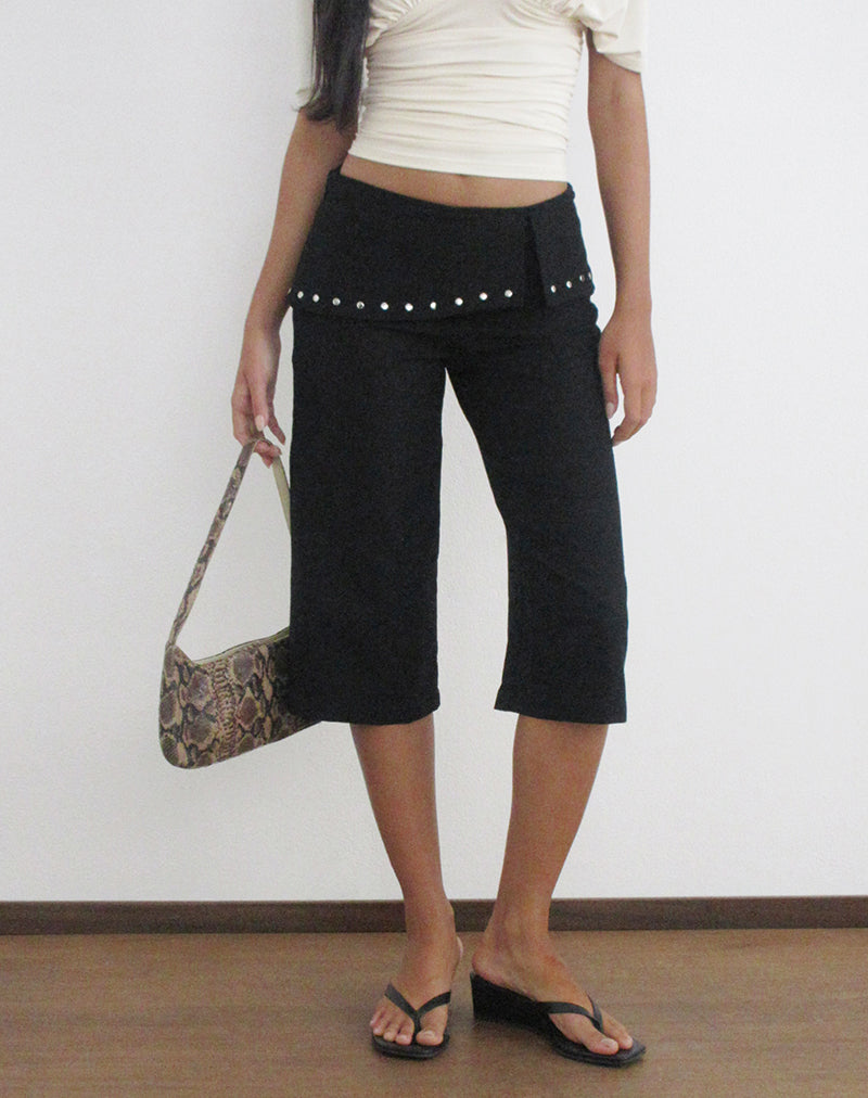Oren Capri Trousers in Black with Studs