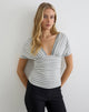 Image of Vespera Top in Stripe Jersey Grey and White