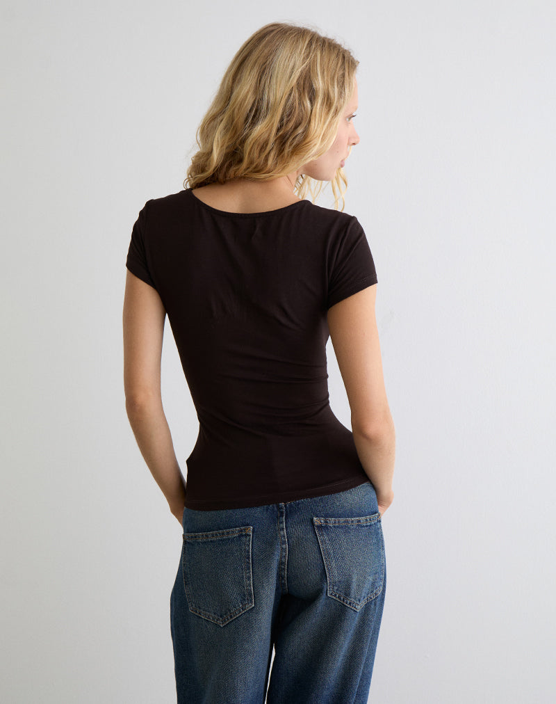 Image of Vibian Short Sleeve Top in Chocolate Brown