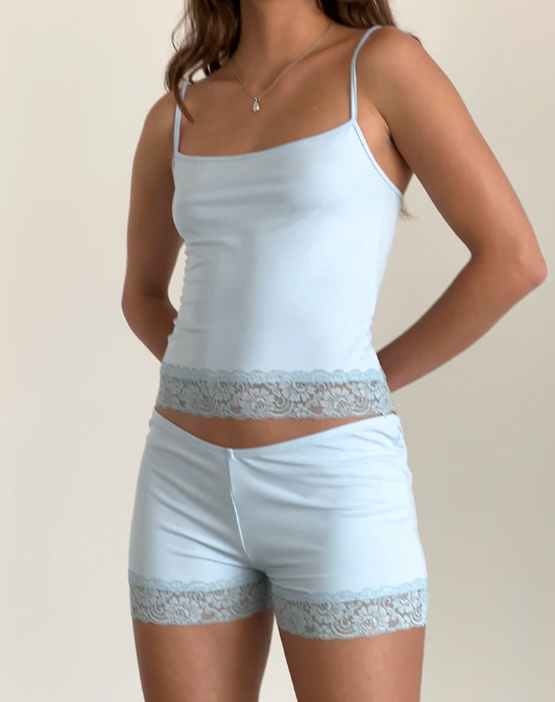 Kuden Lace Hem Short in Soft Slinky Blue