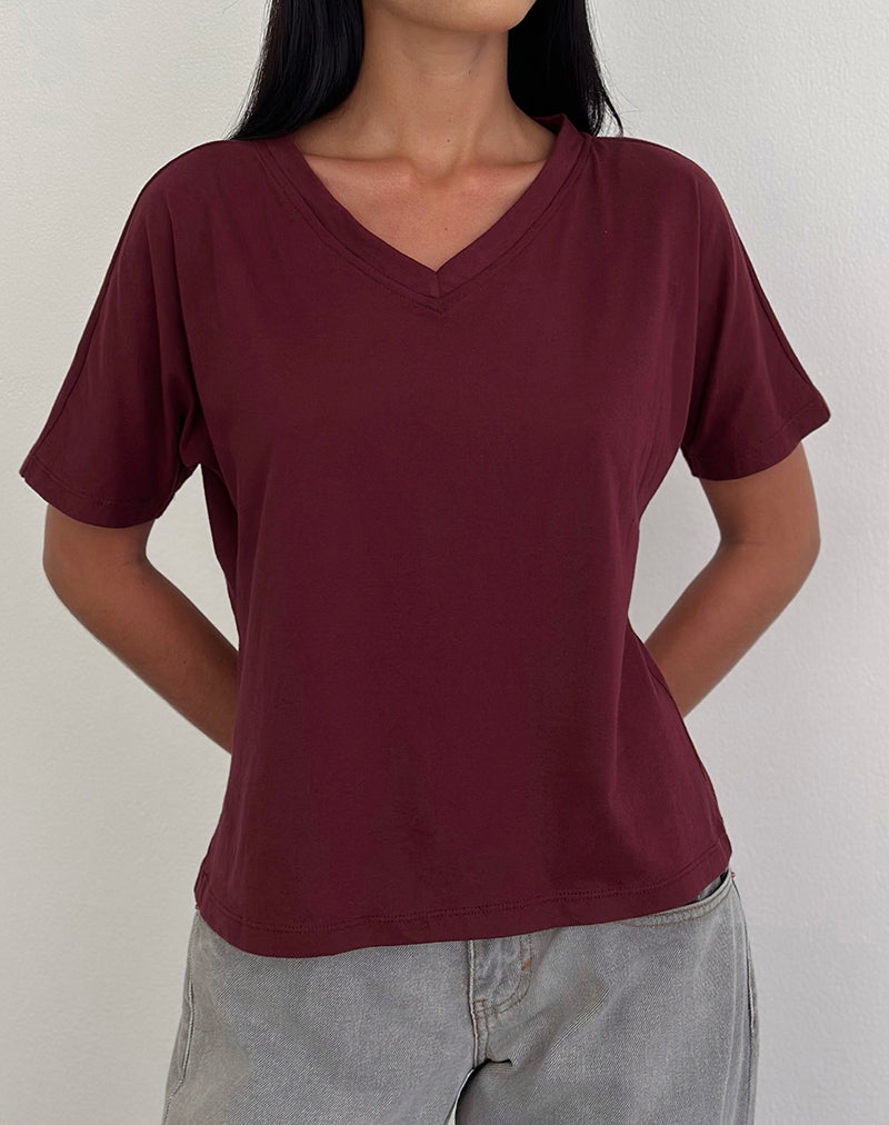 Viman Top in Jersey Maroon