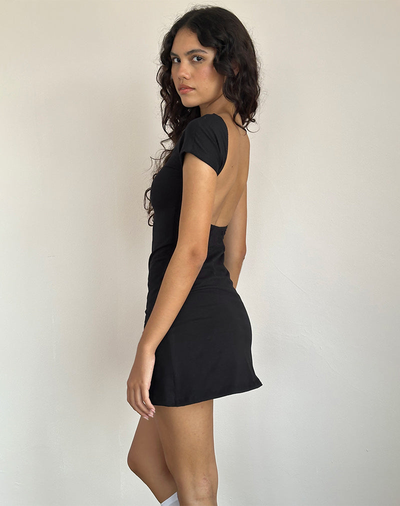 Wangi Backless Mini Dress in Lycra Black