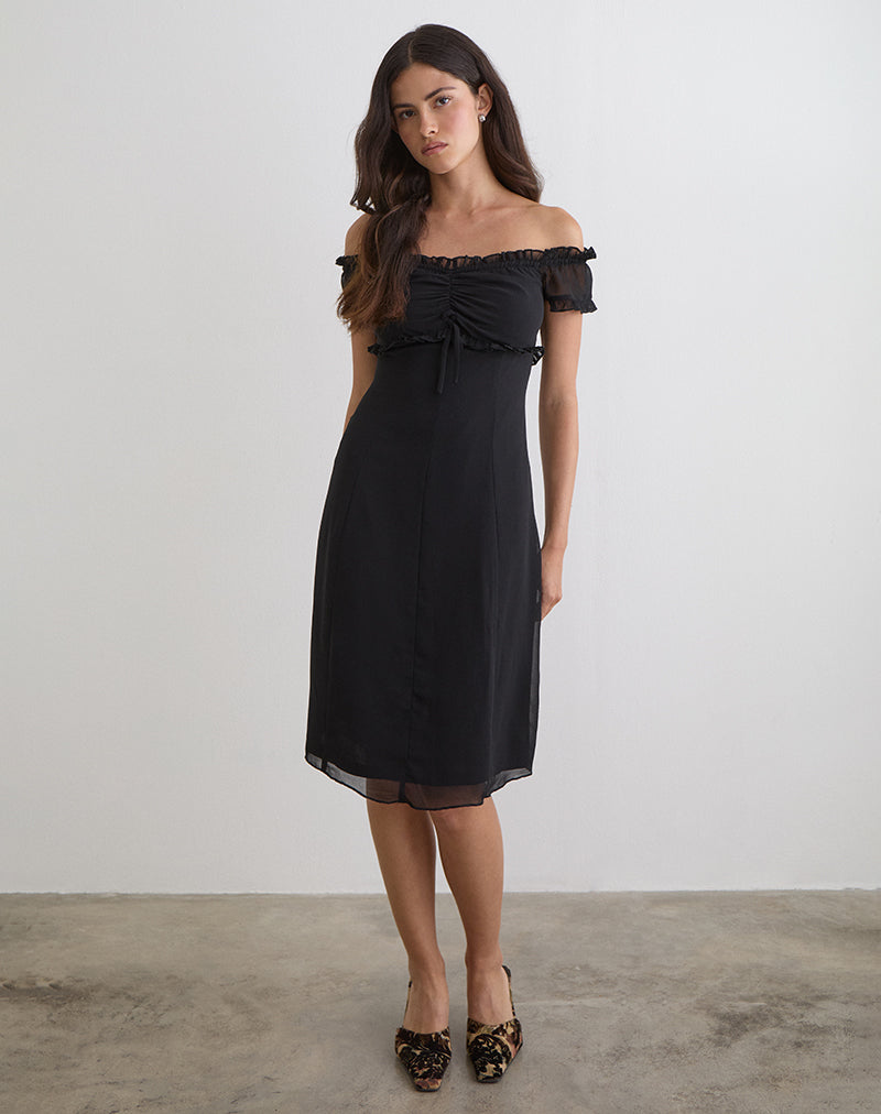 Watimu Midi Dress in Chiffon Black