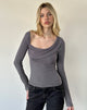 Image of Wayra Cowl Top in Soft Jersey Dark Grey