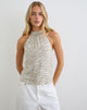 Image of Wiby High Neck Backless Top in Tonal Zebra