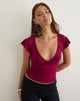 Image of Wilkes Wrap Top in Jersey Burgundy