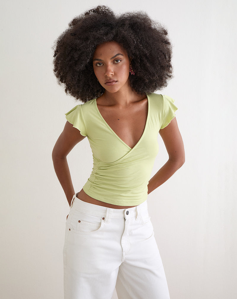 Pistachio Jersey Wrap Top | Wilkes – motelrocks-com-eur