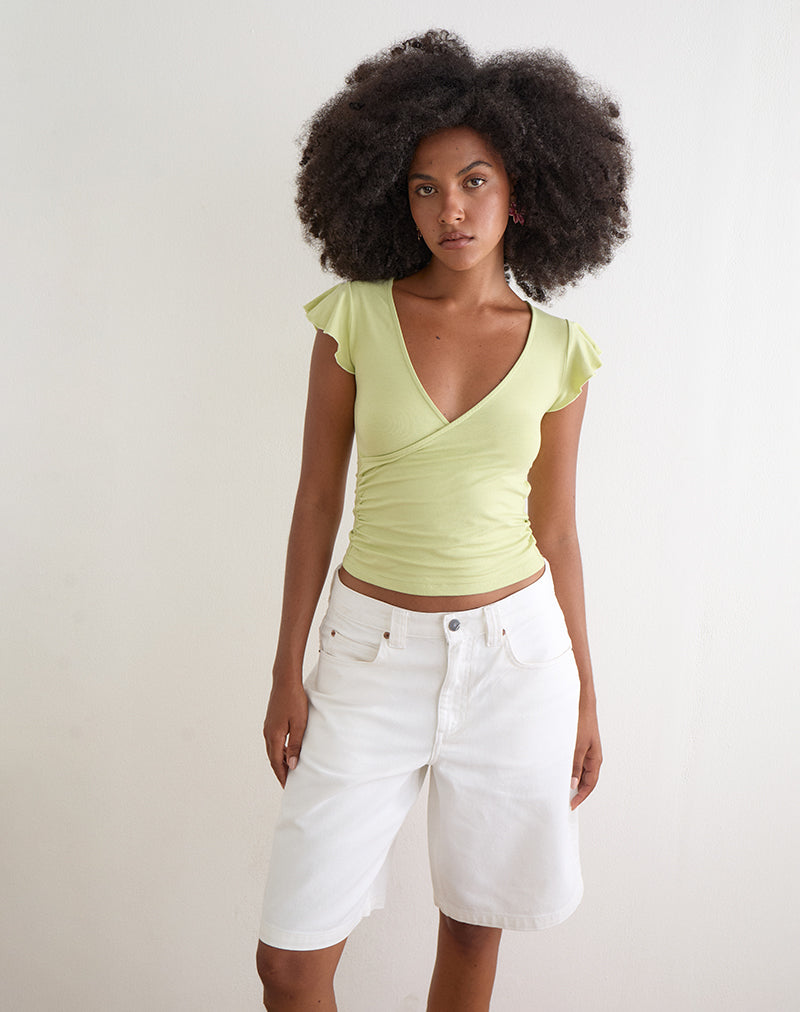 Pistachio Jersey Wrap Top | Wilkes – motelrocks-com-eur