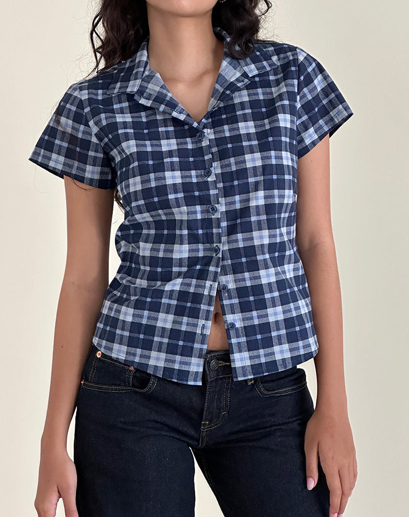 Chemise Wilman en tartan bleu foncé