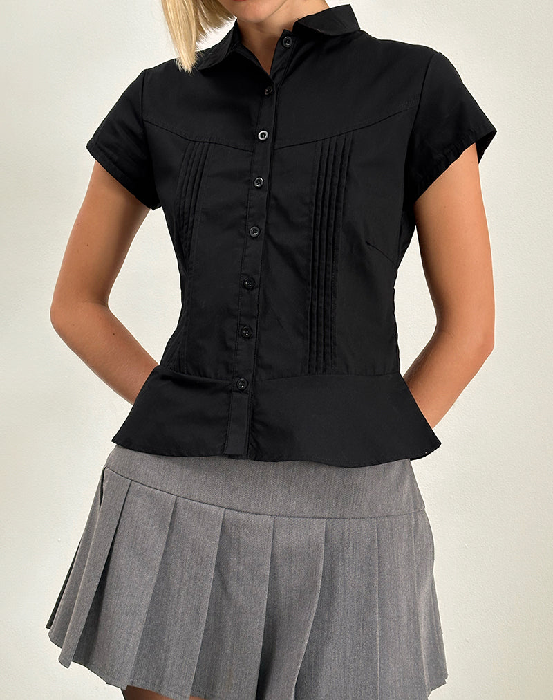 Wilmot Blouse in Black Poplin