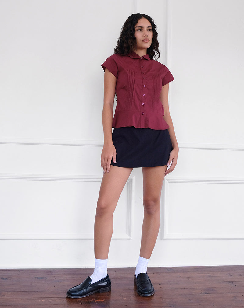 Image of Wilmot Blouse in Burgundy Poplin