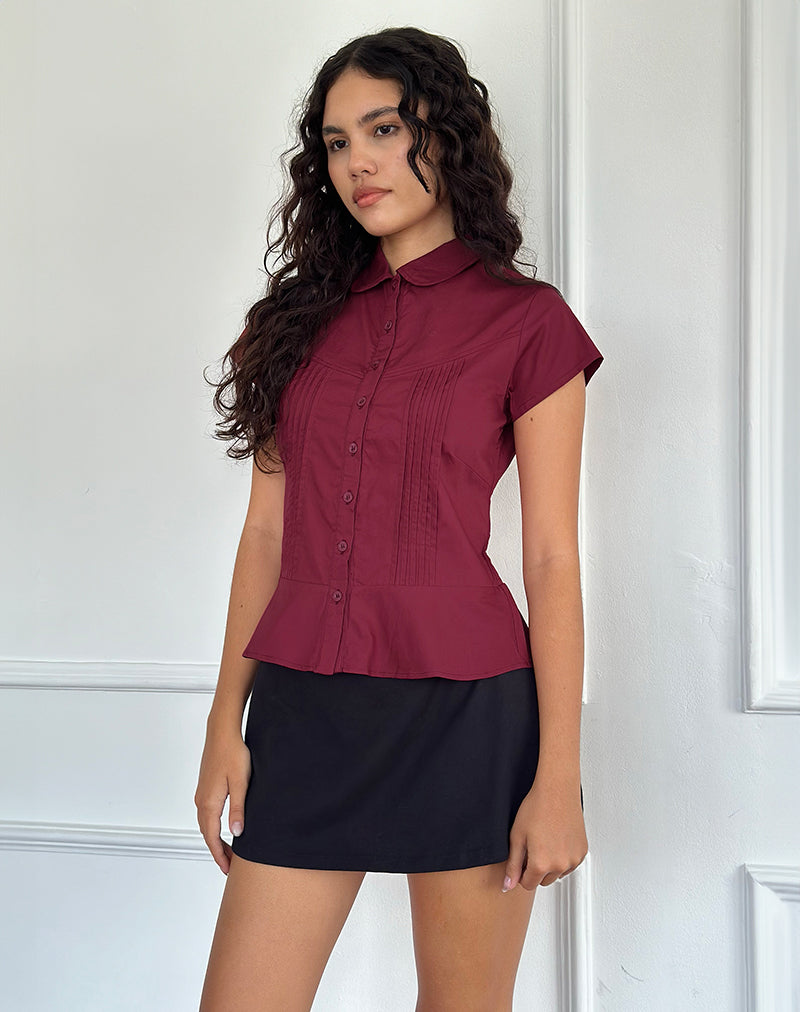 Wilmot Blouse in Burgundy Poplin