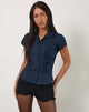 Image of Wilmot Blouse in Navy Poplin