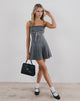 Image of Wimala Mini Dress in Charcoal with White Ribbon