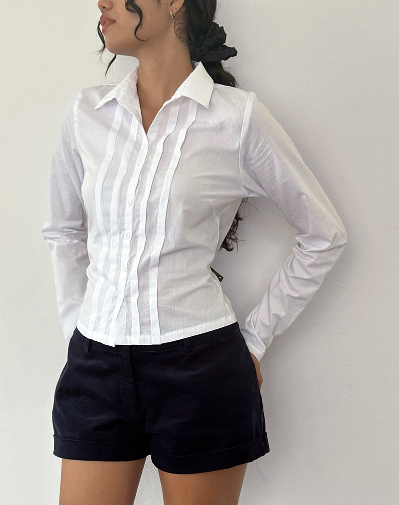 Winda Long Sleeve Shirt in Poplin White