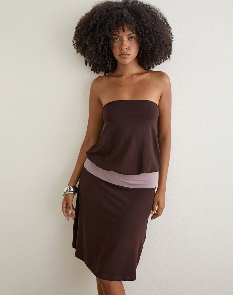 Immagine dell'abito midi Wiste nella combinazione di colori "Bitter Chocolate Grey Lavender"