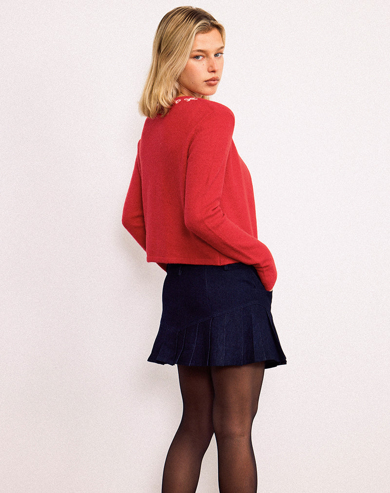 Image of Wunara Cardigan in Red with Pink Bows