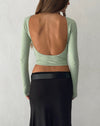 Image of Xiabon Backless Long Sleeve Top in Desert Sage