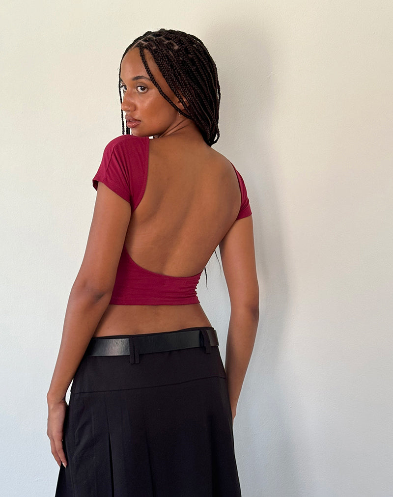 Image of Xiwang Crop Top in Burgundy