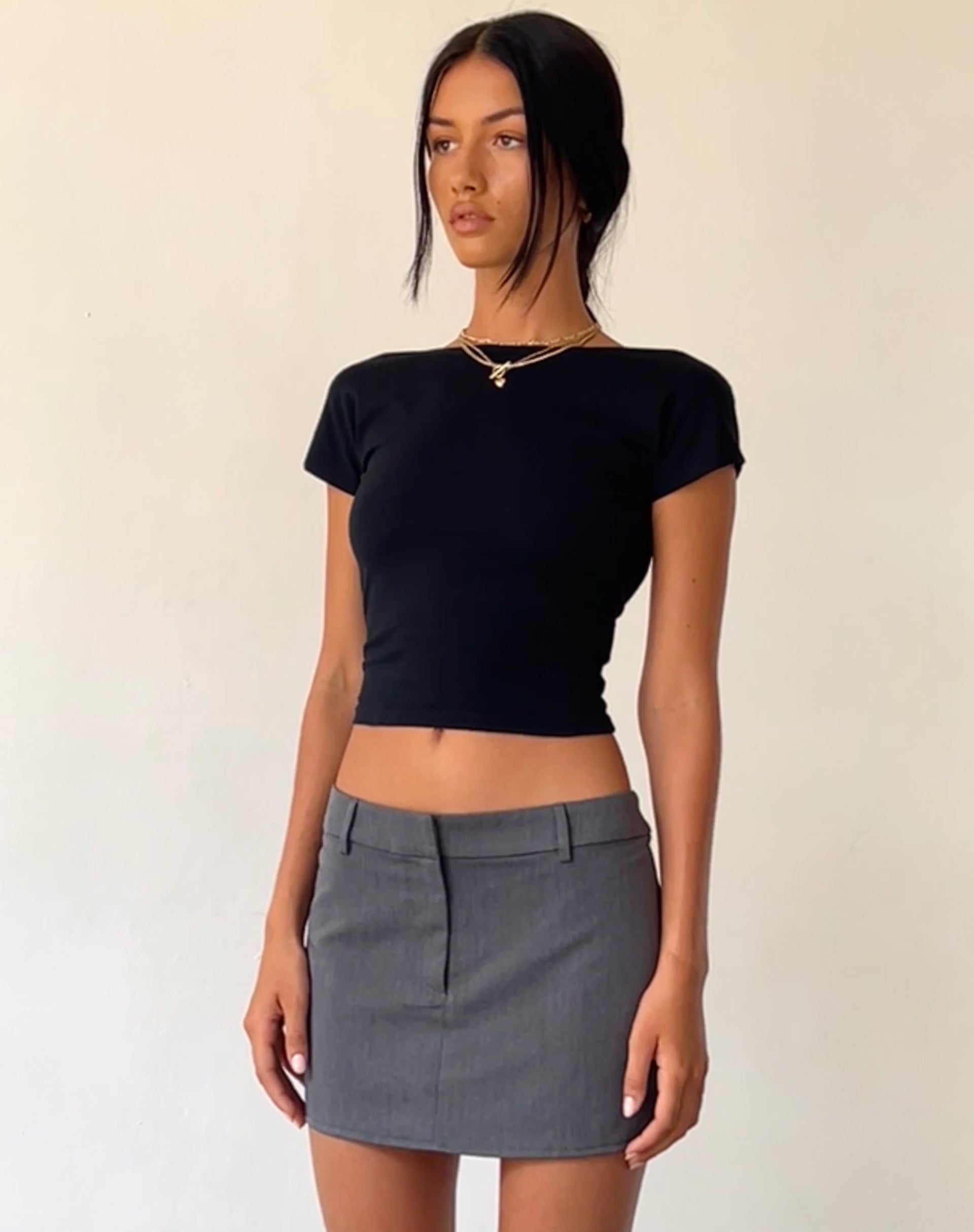 Sukra Mini Tailored Skirt in Charcoal