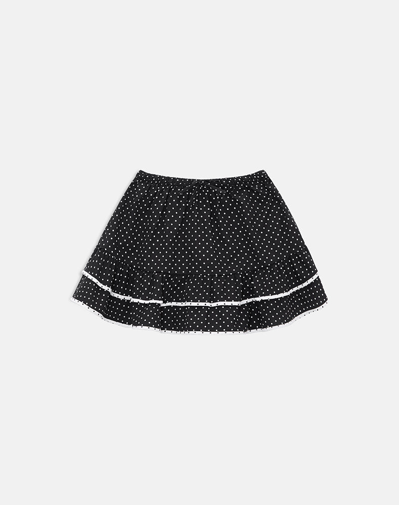 Image of Yaisu Mini Skirt in Black and White Combination with Micro Polka Print