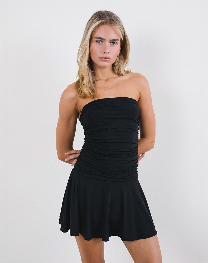 Image of Yasmin Bandeau Mini Dress in Slinky Black