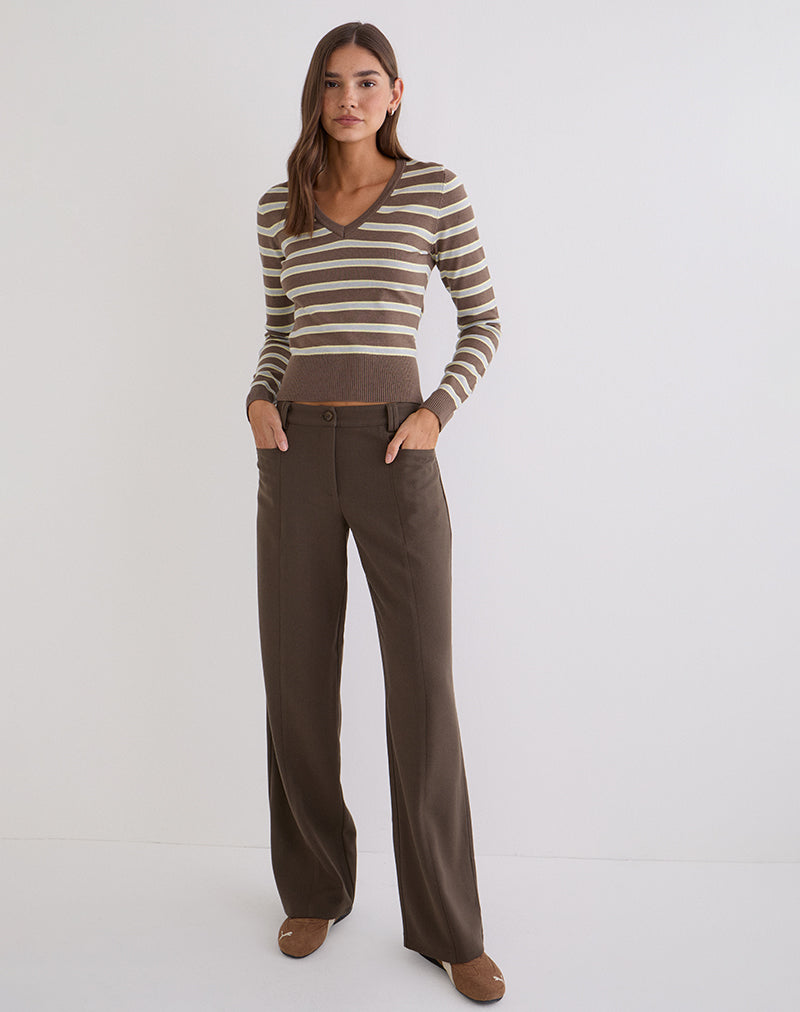 Image of Yasra Jumper in Stripe Knit Brown and Yellow