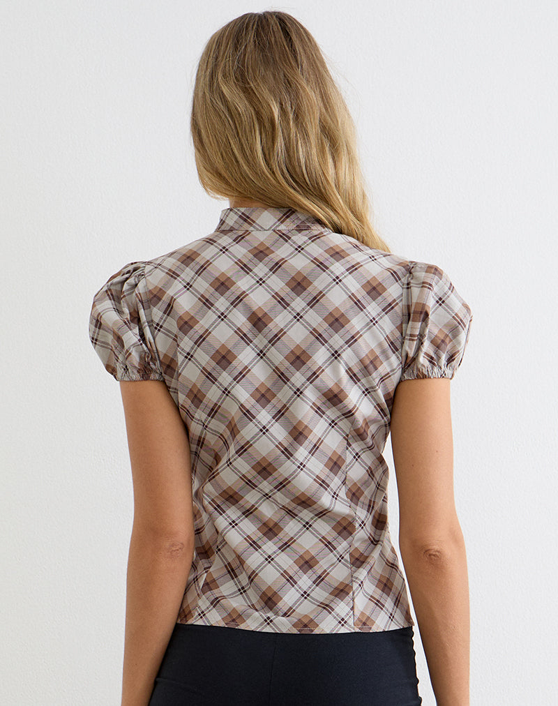 Image of Yasuda Blouse in Angled Check Brown